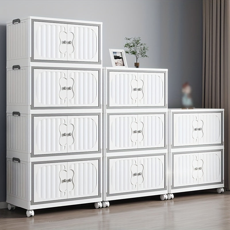 Stackable Wardrobe Organizers and Wheeled Storage Bins, Plastic Storage Bins with Lids