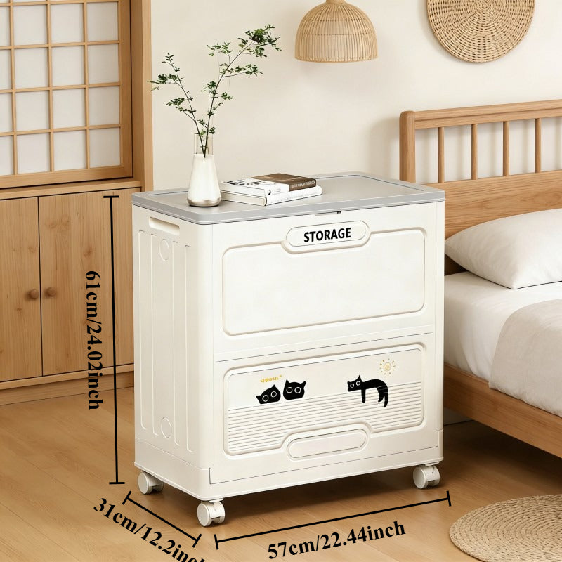 Foldable Storage Box with Flip Top | Modern Plastic Clothes Storage Organizer with Wheels