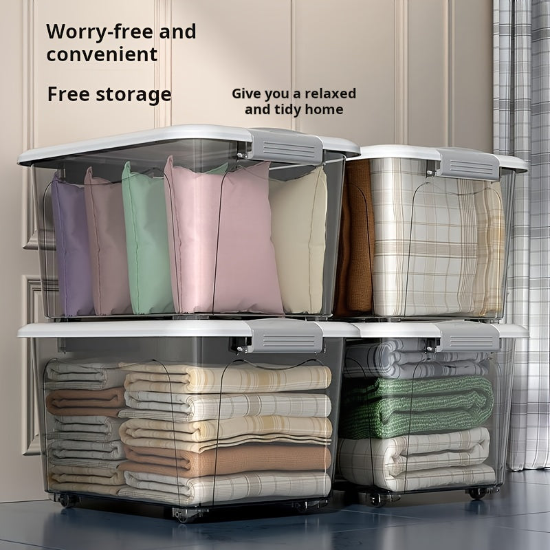 2pcs Large Stackable Plastic Storage Bins with Lids  Lockable Doors - Heavy-Duty Polypropylene