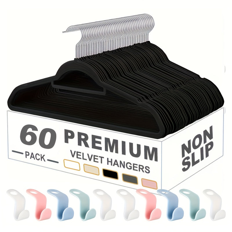 Colorful Hook Velvet Hangers with a Non-Slip Rotating Feature