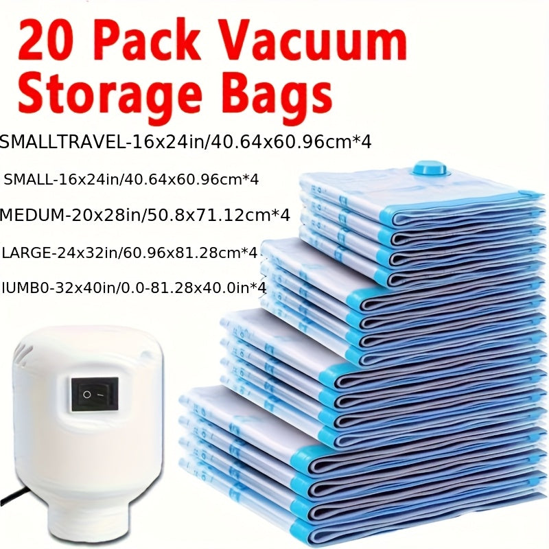 20 Vacuum Bags for The Whole Family with An Electric Pump for Easy Air Extraction Four Sets