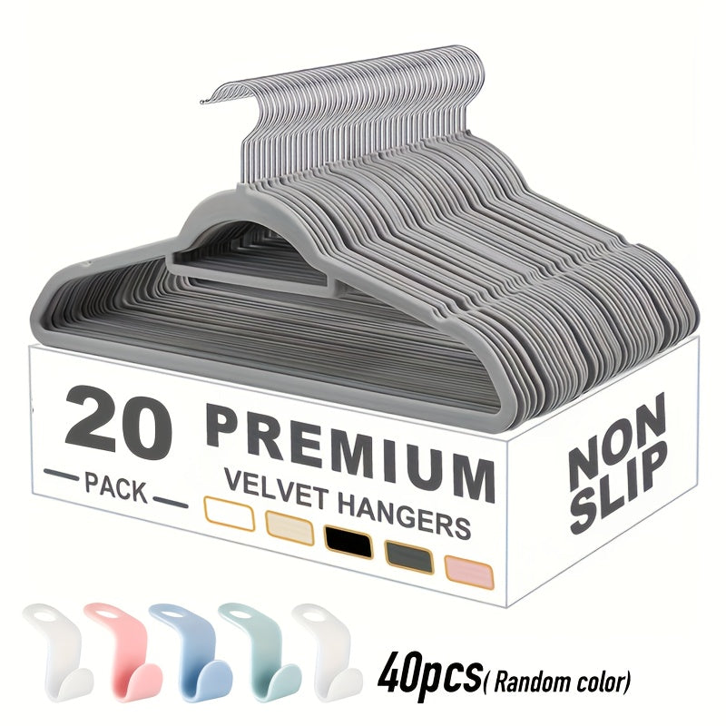 Colorful Hook Velvet Hangers with a Non-Slip Rotating Feature