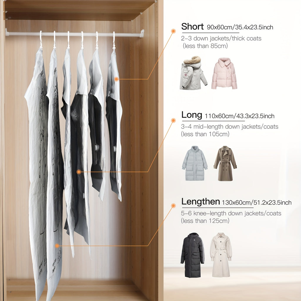 8 Pack Hanging Vacuum Storage Sealer Bags, Space Saving for Clothes