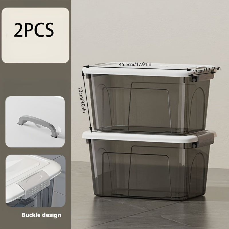 2pcs Large Stackable Plastic Storage Bins with Lids  Lockable Doors - Heavy-Duty Polypropylene