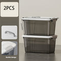2pcs Large Stackable Plastic Storage Bins with Lids  Lockable Doors - Heavy-Duty Polypropylene