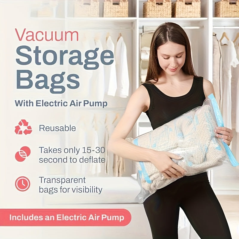 20 Vacuum Bags for The Whole Family with An Electric Pump for Easy Air Extraction Four Sets