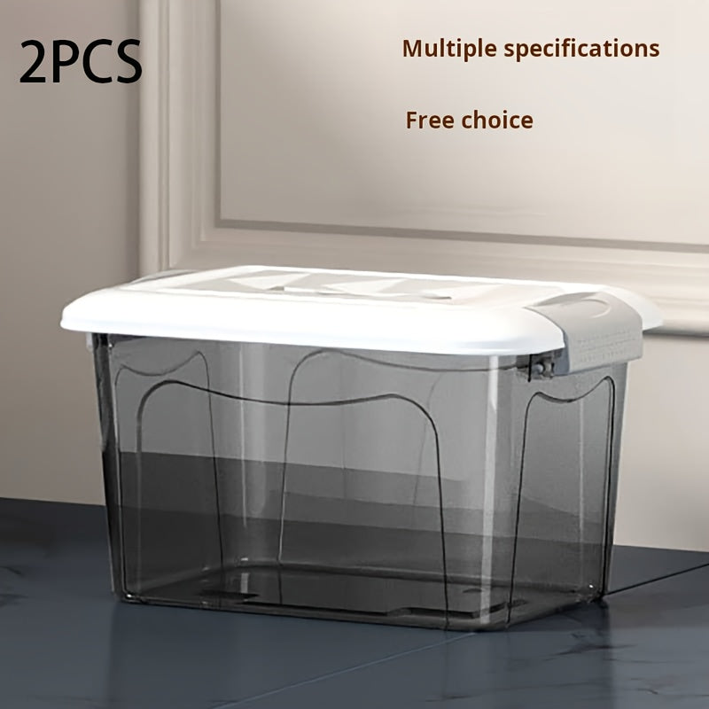 2pcs Large Stackable Plastic Storage Bins with Lids  Lockable Doors - Heavy-Duty Polypropylene