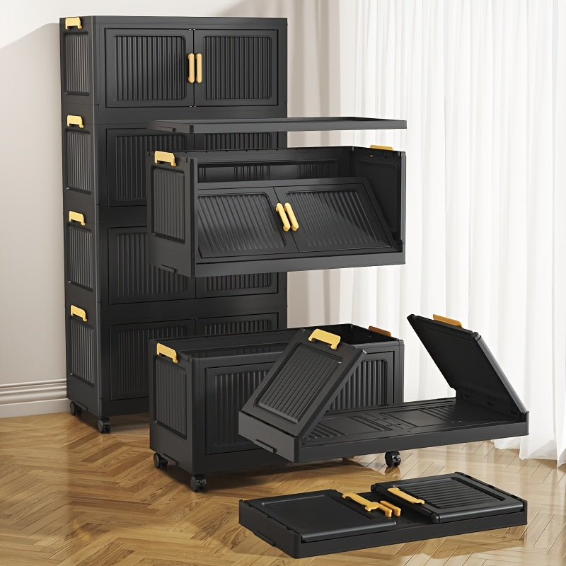 3\u002F4\u002F5 Tier Foldable Storage Cabinet | Stackable Plastic Storage Boxes with Lids and Magnetic Doors