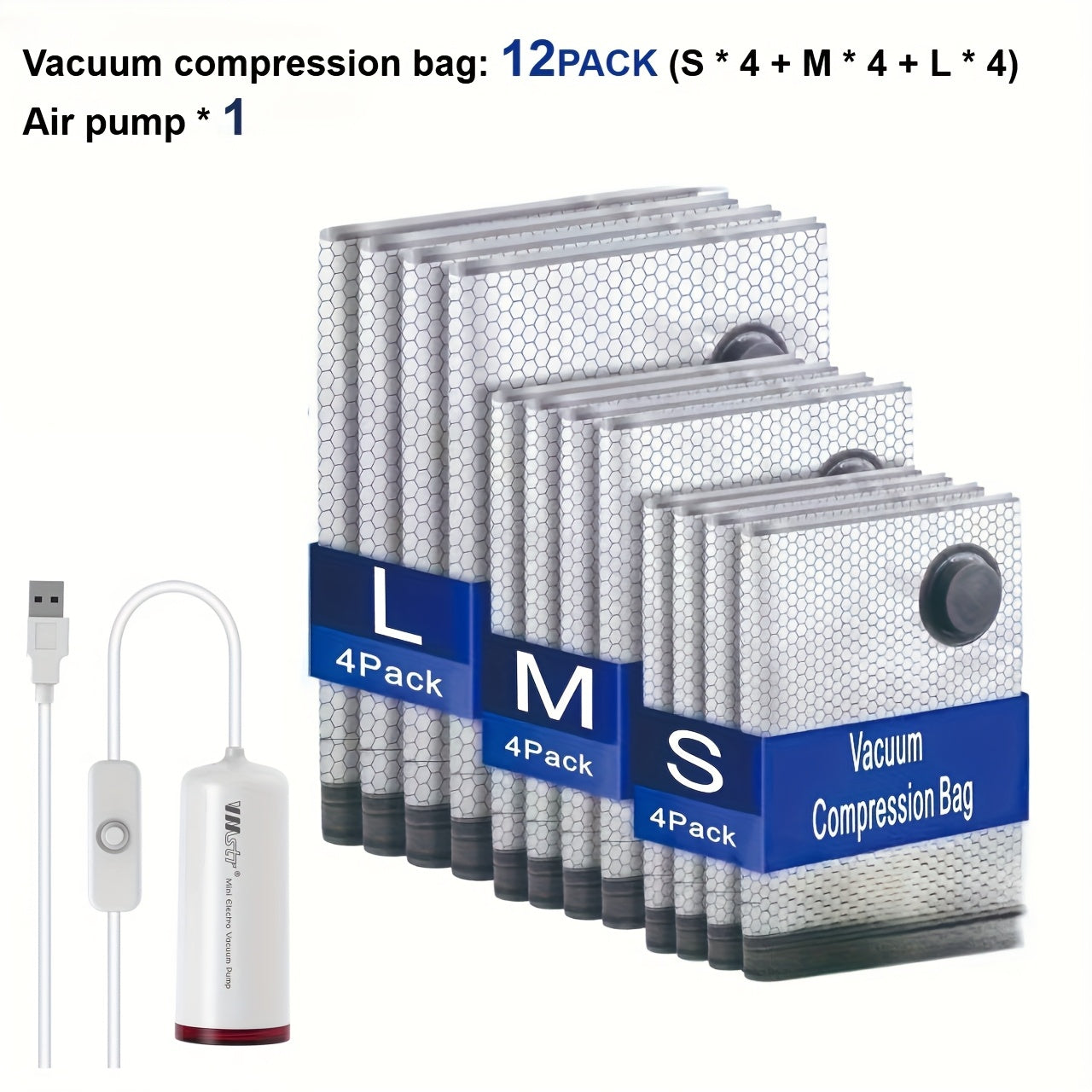 16\u002F13\u002F10\u002F7pcs Travel Vacuum Compression Storage Bags with USB Electric Pump