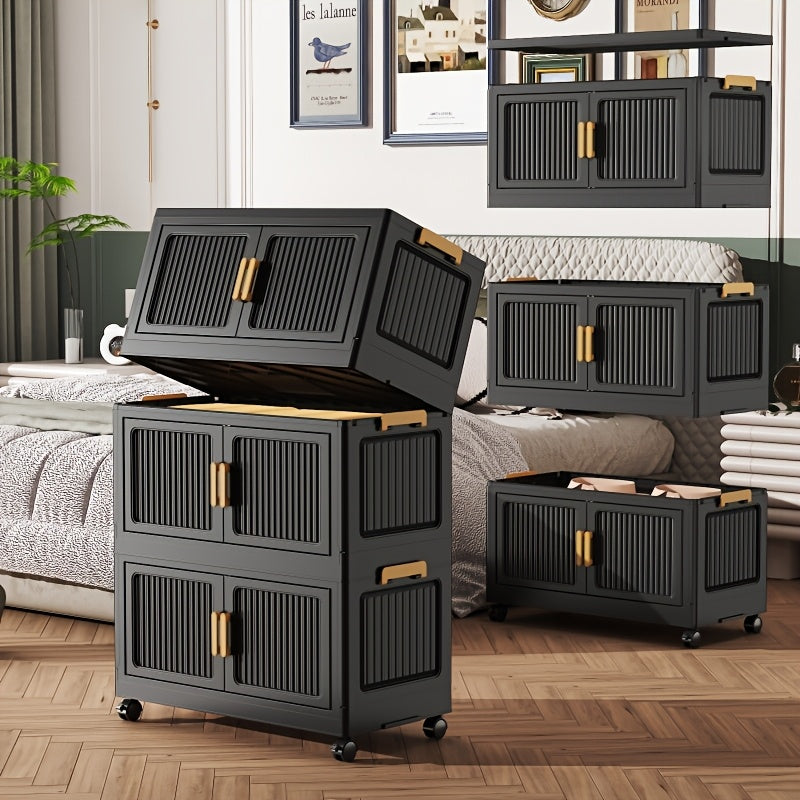 3\u002F4\u002F5 Tier Foldable Storage Cabinet | Stackable Plastic Storage Boxes with Lids and Magnetic Doors