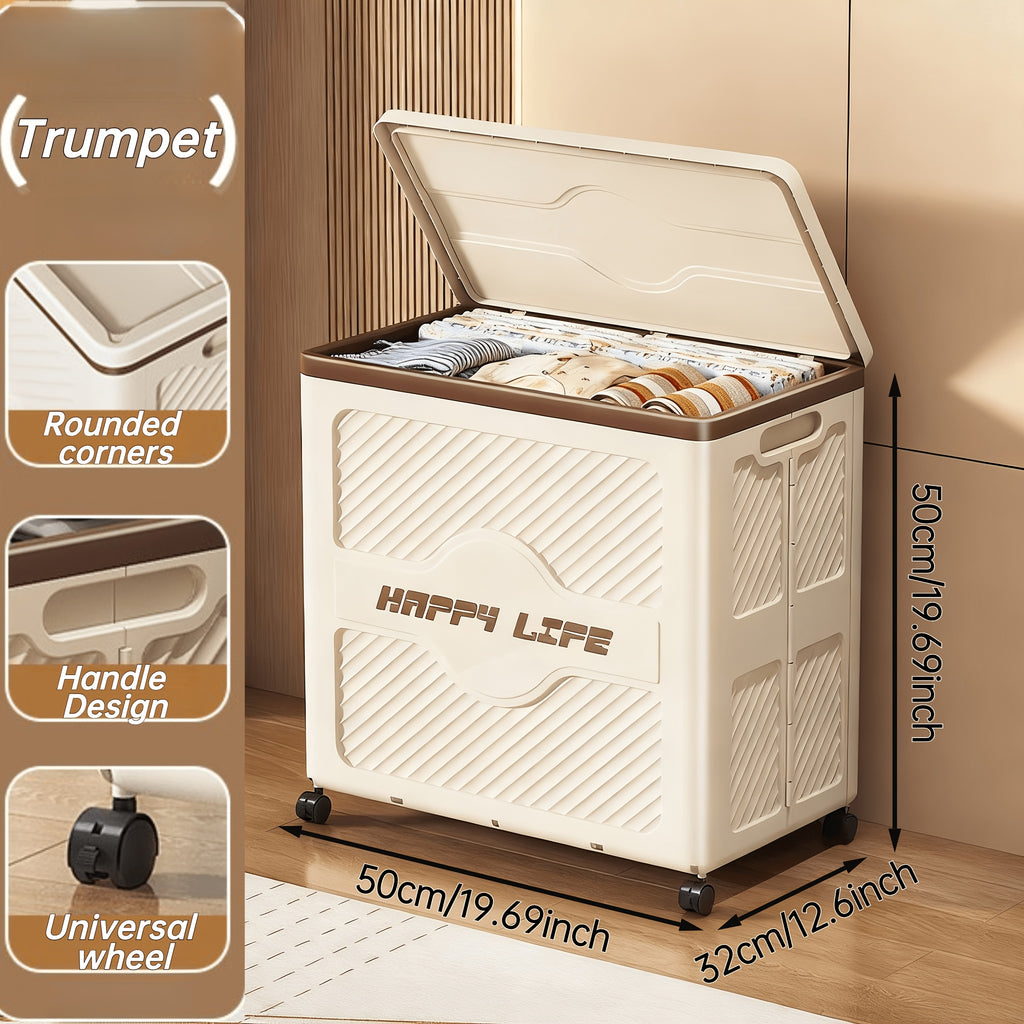 Foldable Storage Box with Lid | Featuring 360° Swivel Wheels, Built-in Handles
