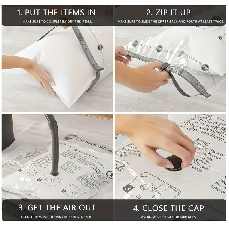 Set of 7pcs Vacuum Storage Bags with Electric Pump, Space Saving Bags