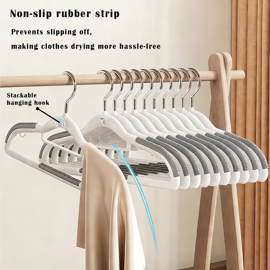 20pcs Non-Slip, No-Mark Stackable Hangers for Home Use - Space-Saving Design