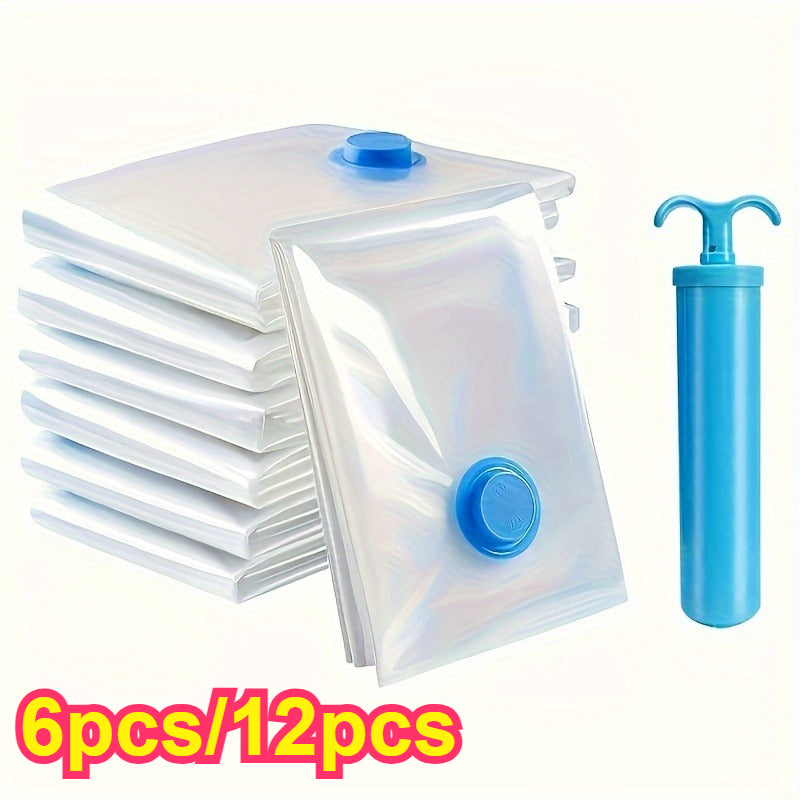 Manual Pump Vacuum Storage Bags - Heavy-Duty Plastic Vacuum Seal Bags with Pump