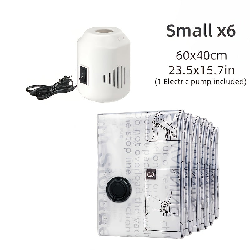 Set of 7pcs Vacuum Storage Bags with Electric Pump, Space Saving Bags