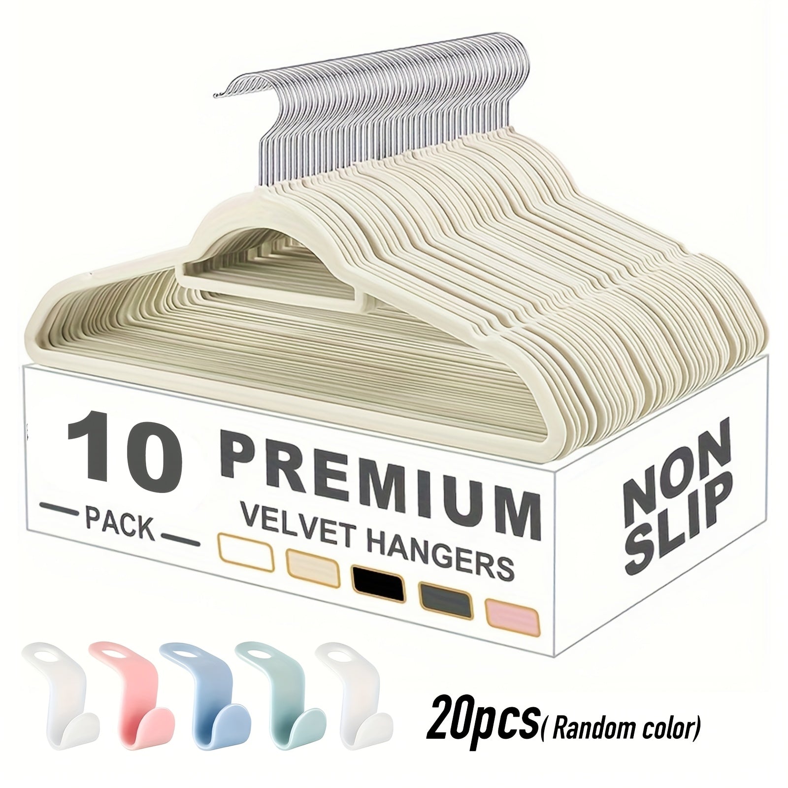 Colorful Hook Velvet Hangers with a Non-Slip Rotating Feature