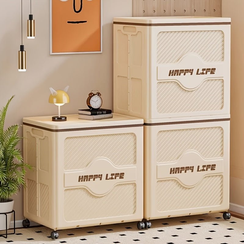 Foldable Storage Box with Lid | Featuring 360° Swivel Wheels, Built-in Handles