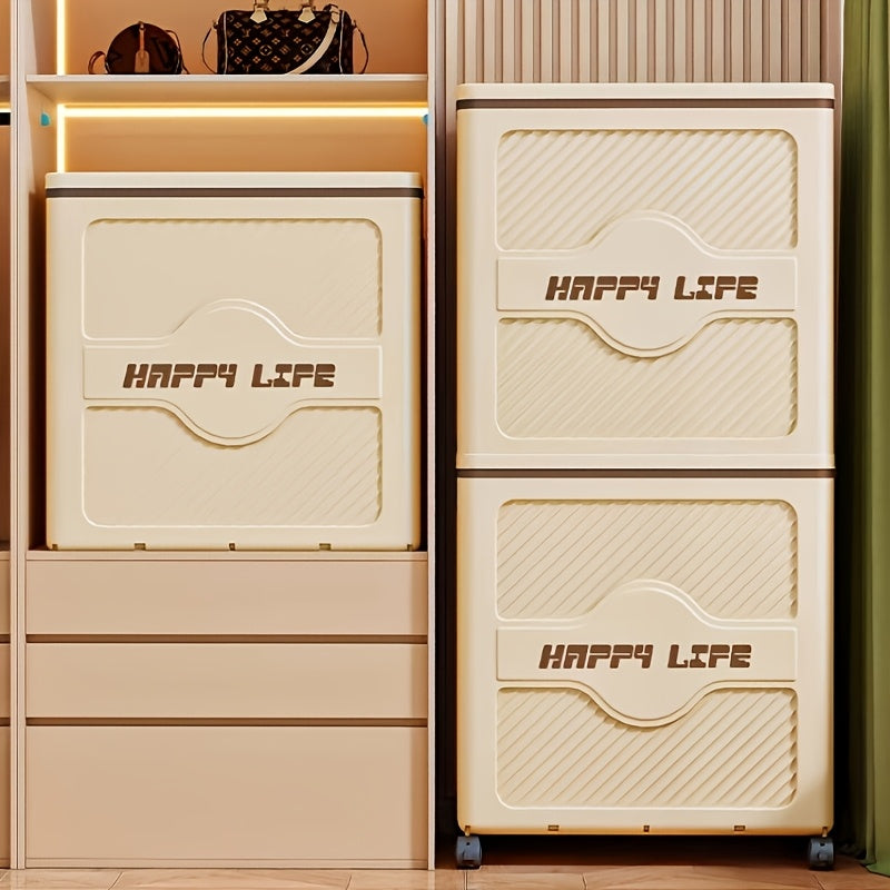 Foldable Storage Box with Lid | Featuring 360° Swivel Wheels, Built-in Handles