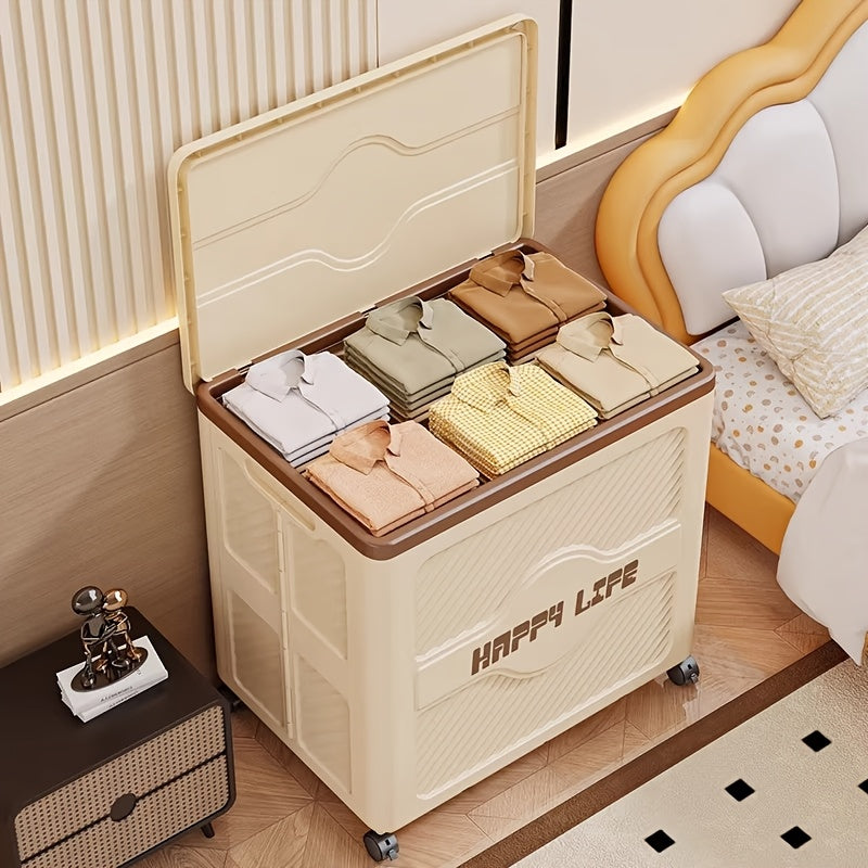 Foldable Storage Box with Lid | Featuring 360° Swivel Wheels, Built-in Handles