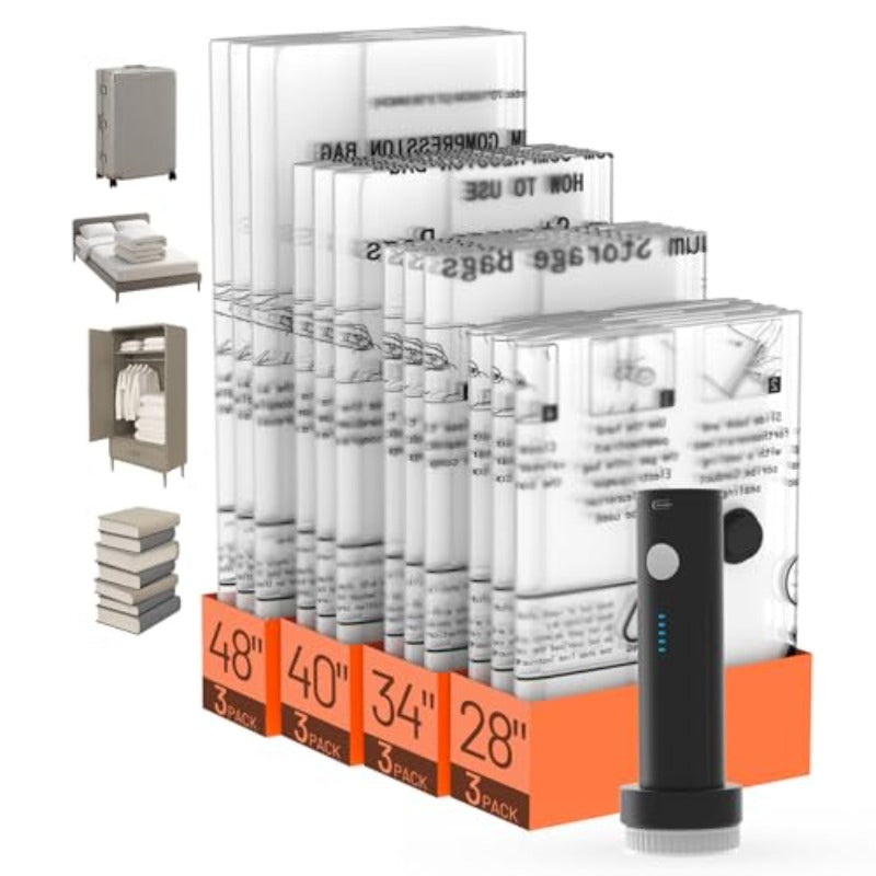 Cordl Travel Vacuum Bags with Electric Pump 2 Pack Carry-on Size Vacuum Seal Bags