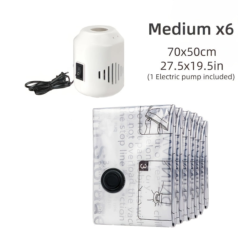 Set of 7pcs Vacuum Storage Bags with Electric Pump, Space Saving Bags