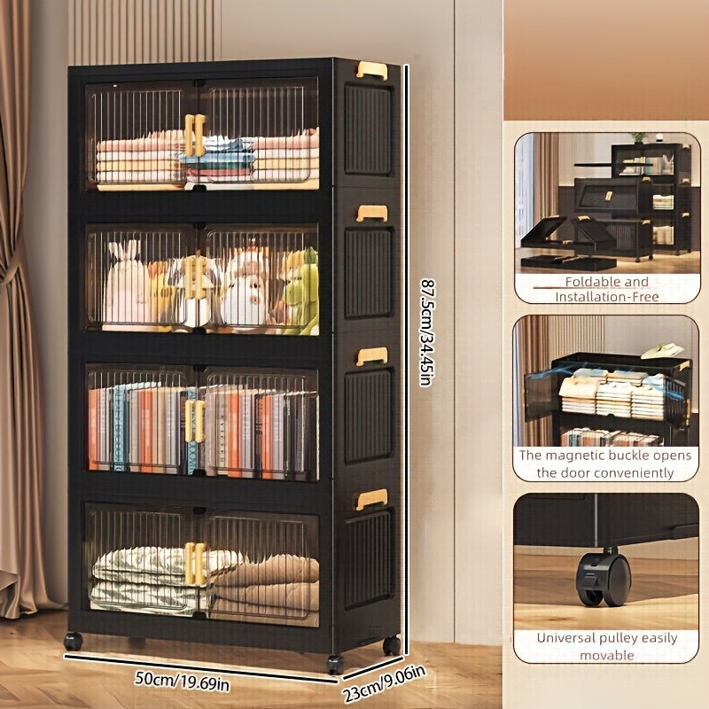 Large Black Storage Box with 6 Tiers (50.6 Inches), Foldable Options in 3, 4, 5, Or 6 Tiers