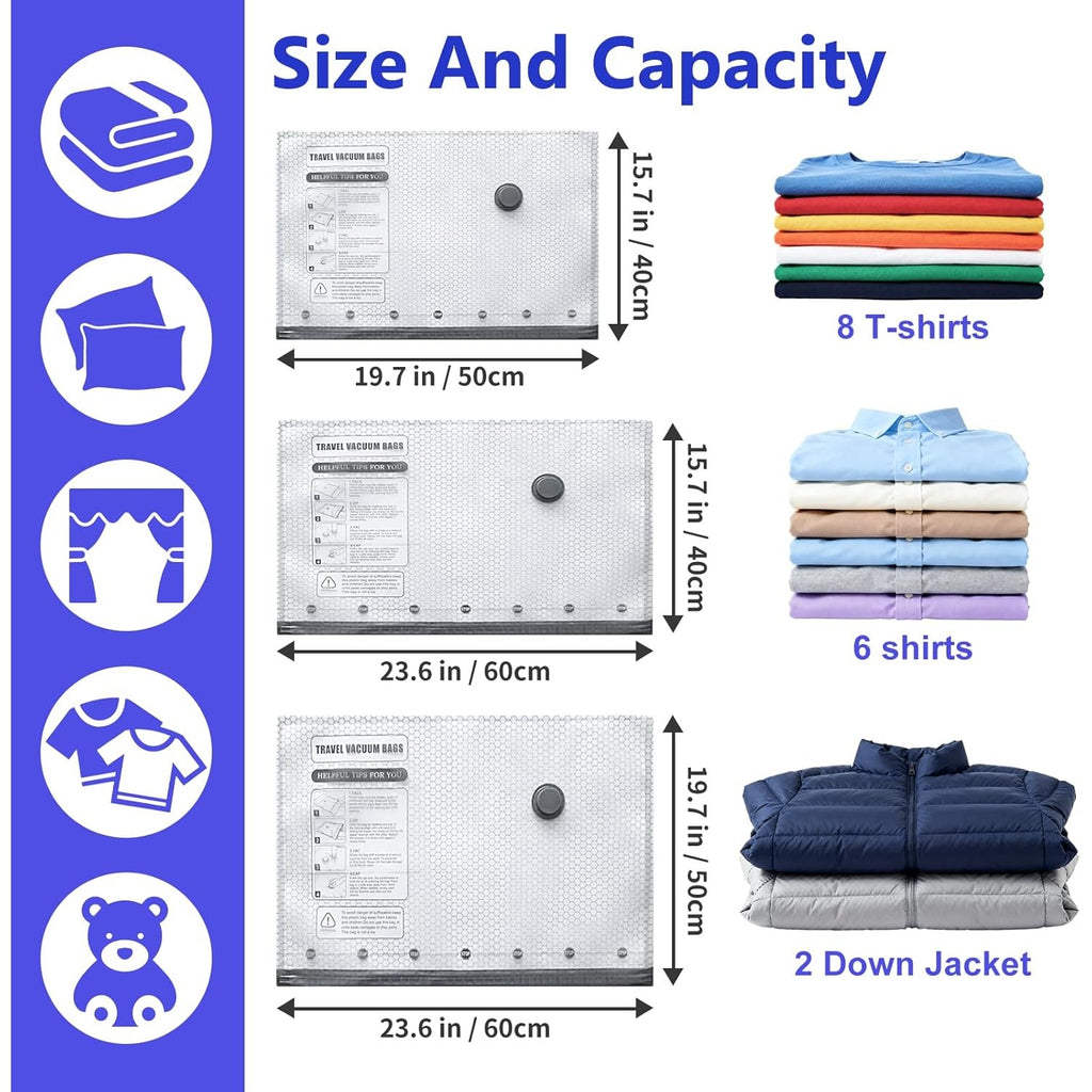 16\u002F13\u002F10\u002F7pcs Travel Vacuum Compression Storage Bags with USB Electric Pump