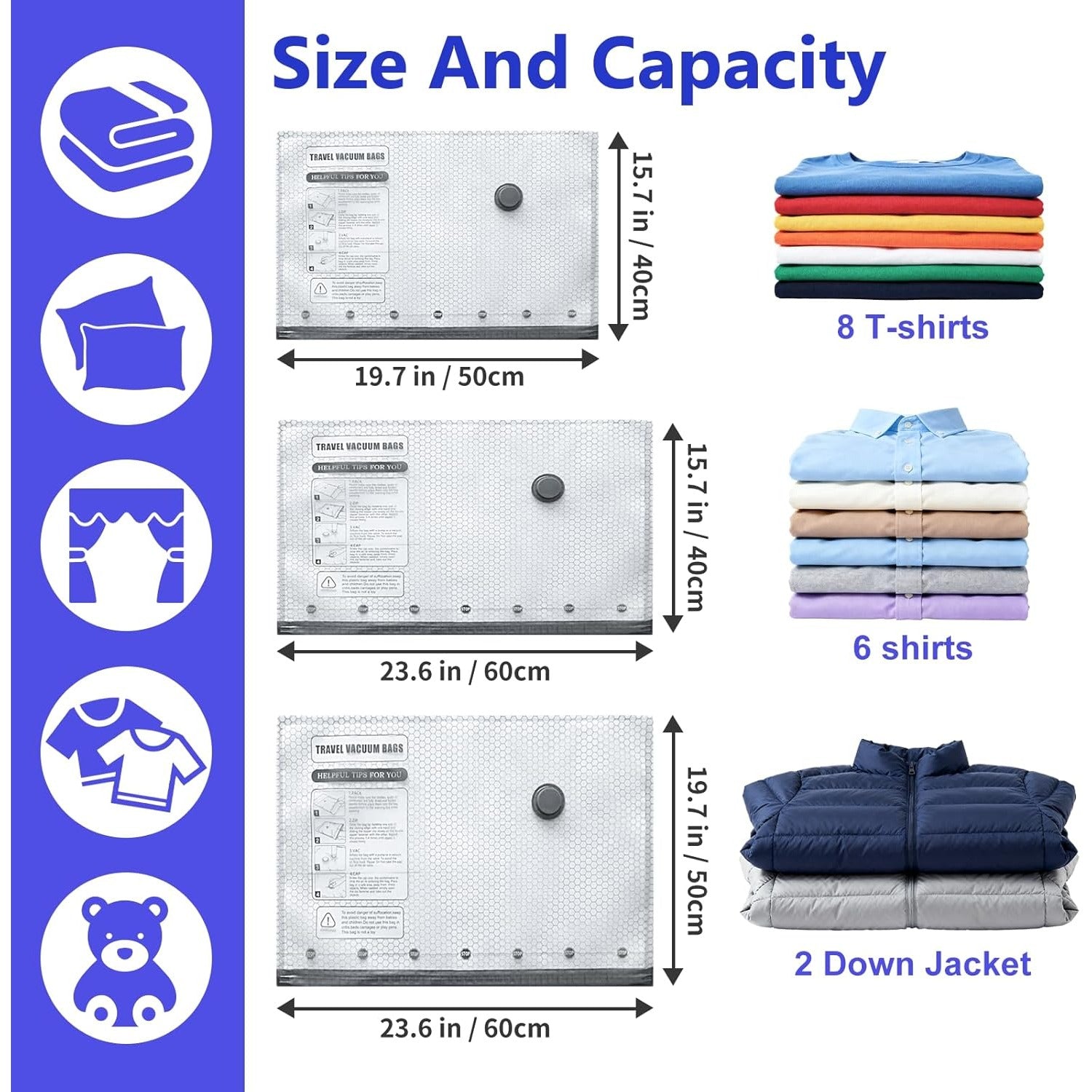 16\u002F13\u002F10\u002F7pcs Travel Vacuum Compression Storage Bags with USB Electric Pump