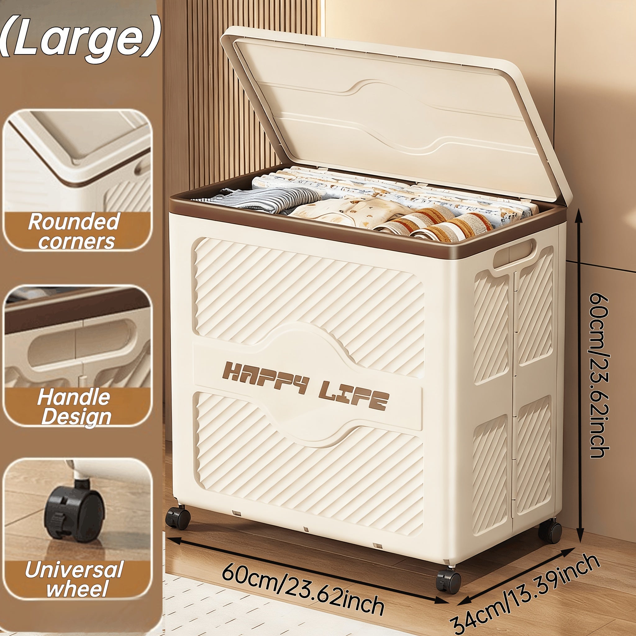 Foldable Storage Box with Lid | Featuring 360° Swivel Wheels, Built-in Handles